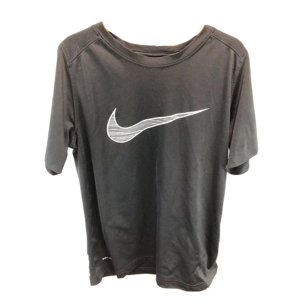 Nike DriFit Boys Black Short Sleeve Training T Shirt 909086-010 Large UU16